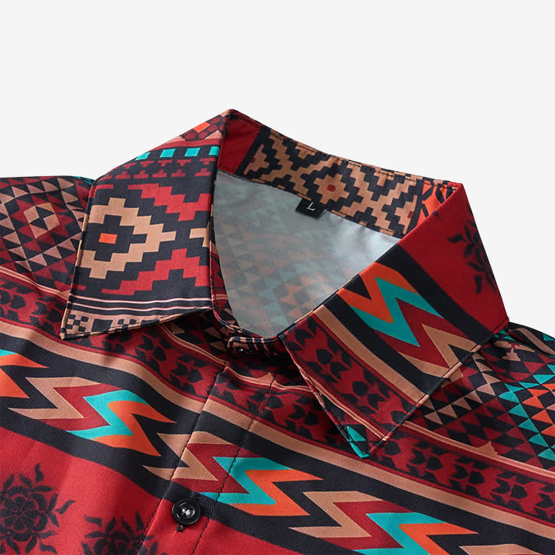 Camicia western da uomo con stampa a righe azteche rosse audaci - image 4
