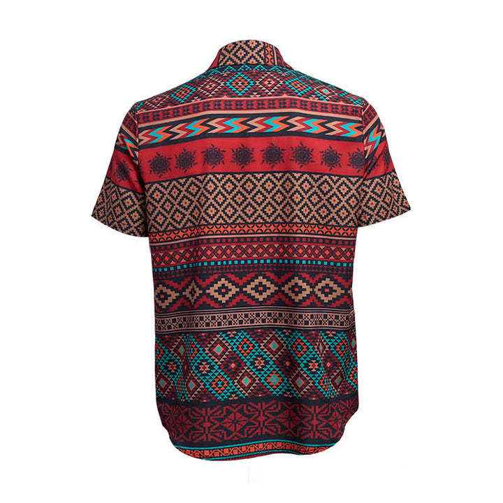 Camicia western da uomo con stampa a righe azteche rosse audaci - image 10