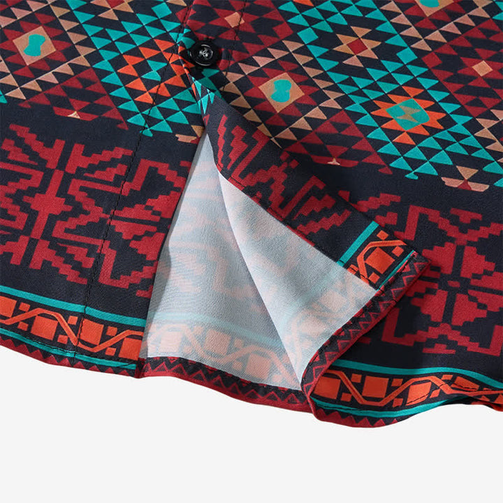 Camicia western da uomo con stampa a righe azteche rosse audaci - image 7