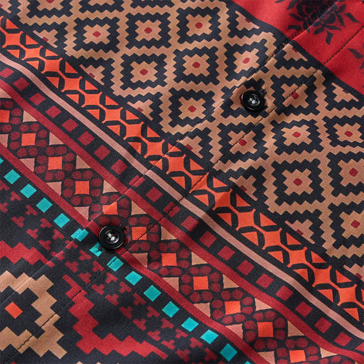 Camicia western da uomo con stampa a righe azteche rosse audaci - image 5