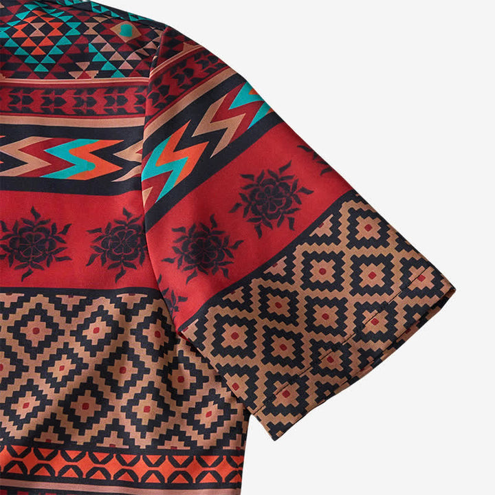 Camicia western da uomo con stampa a righe azteche rosse audaci - image 8
