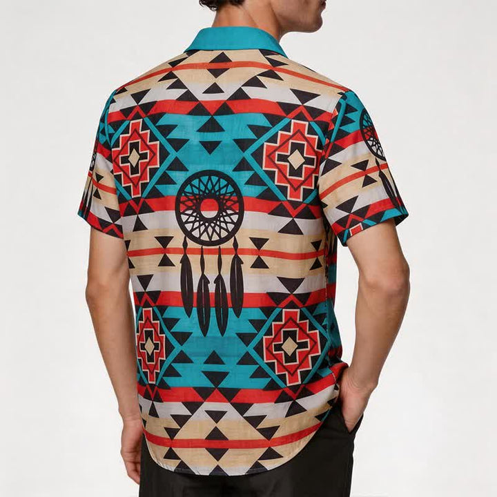 Camicia da uomo con motivo azteco e acchiappasogni in stile sud-occidentale - image 2
