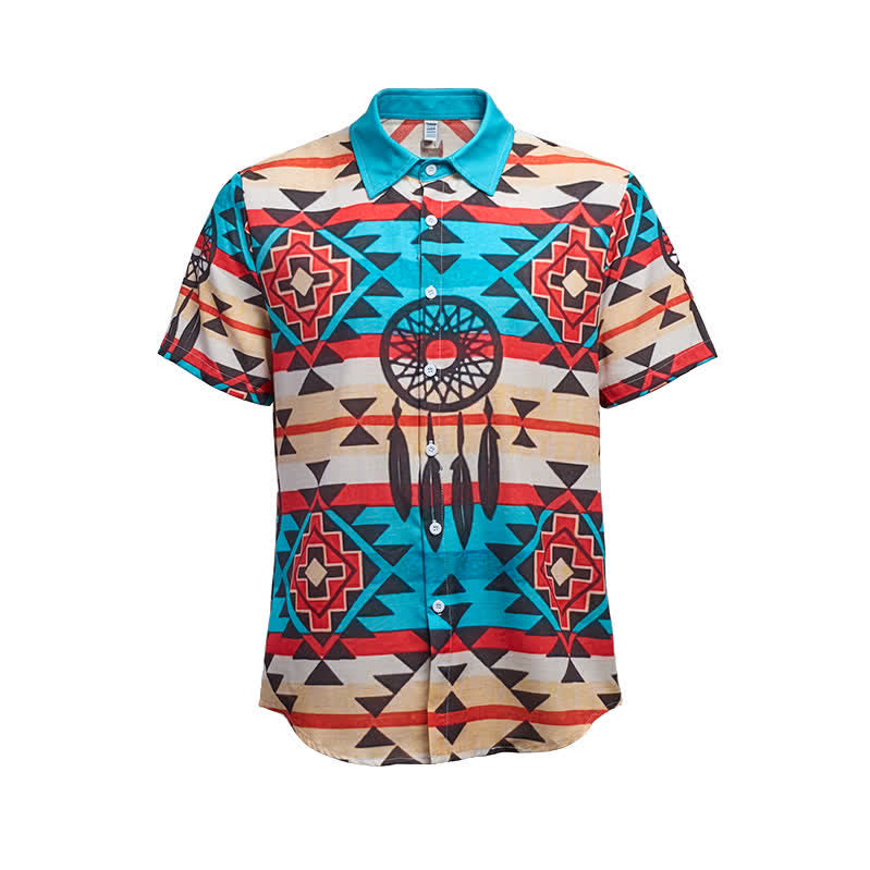 Camicia da uomo con motivo azteco e acchiappasogni in stile sud-occidentale - image 8