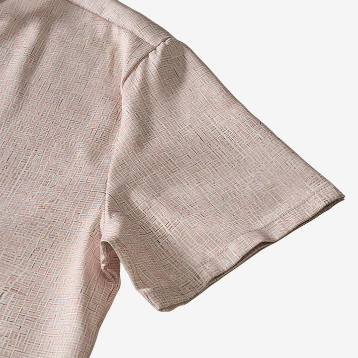 Camicia etnica da uomo asimmetrica in misto lino con stampa tribale - image 8