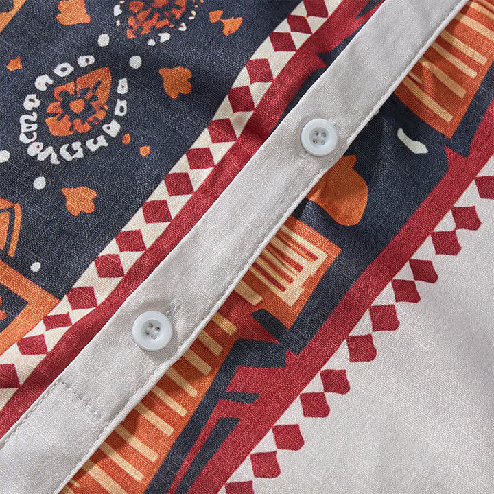 Camicia etnica estiva da uomo con patchwork, ispirata al sud-ovest americano. - image 5