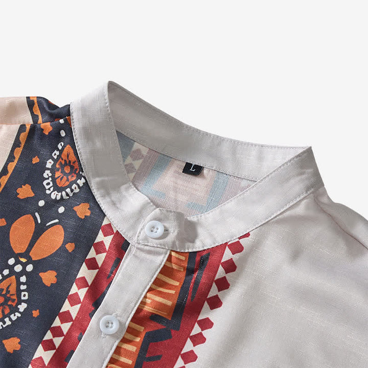 Camicia etnica estiva da uomo con patchwork, ispirata al sud-ovest americano. - image 4