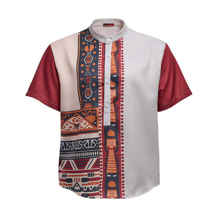 Camicia etnica estiva da uomo con patchwork, ispirata al sud-ovest americano. - image 9