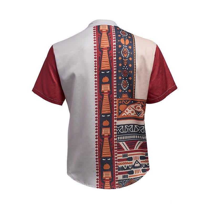 Camicia etnica estiva da uomo con patchwork, ispirata al sud-ovest americano. - image 10