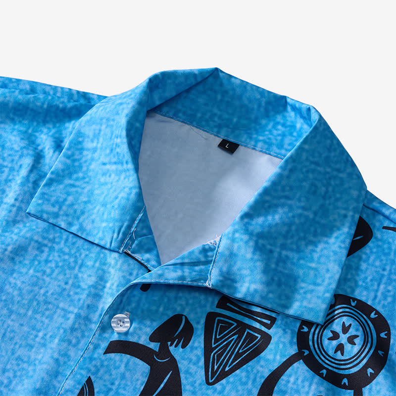 Camicia etnica da uomo con stampa ispirata all'arte rupestre del sud-ovest - image 4