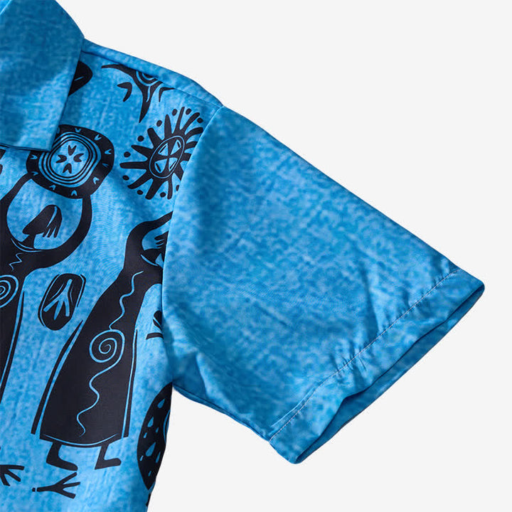 Camicia etnica da uomo con stampa ispirata all'arte rupestre del sud-ovest - image 8