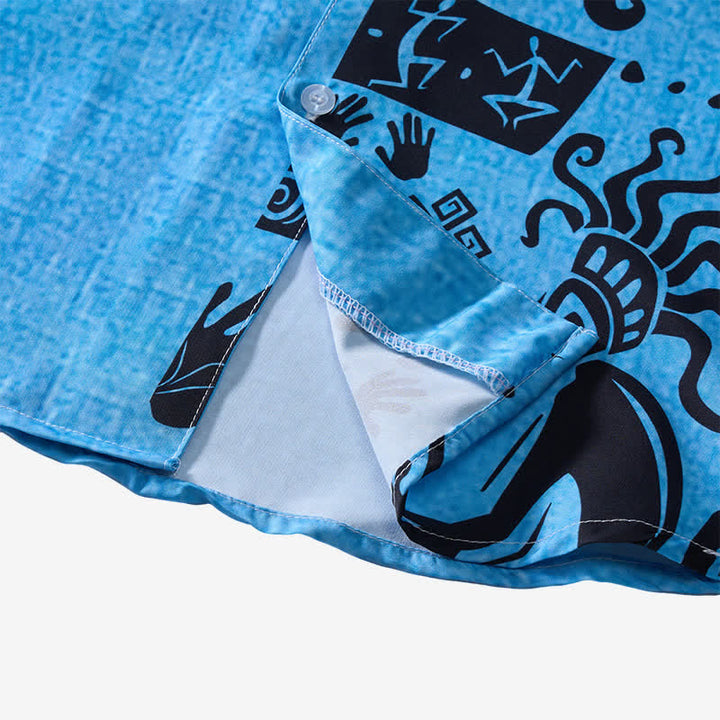 Camicia etnica da uomo con stampa ispirata all'arte rupestre del sud-ovest - image 7