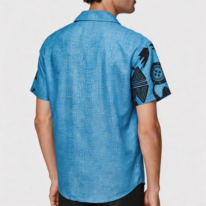 Camicia etnica da uomo con stampa ispirata all'arte rupestre del sud-ovest - image 2