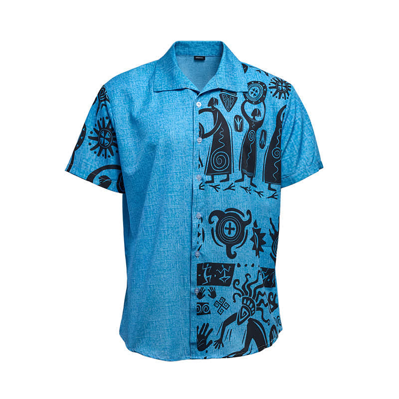 Camicia etnica da uomo con stampa ispirata all'arte rupestre del sud-ovest - image 9