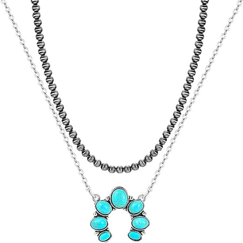 Set di collana girocollo Naja a strati in turchese stile bohémien - Turchese - image 0