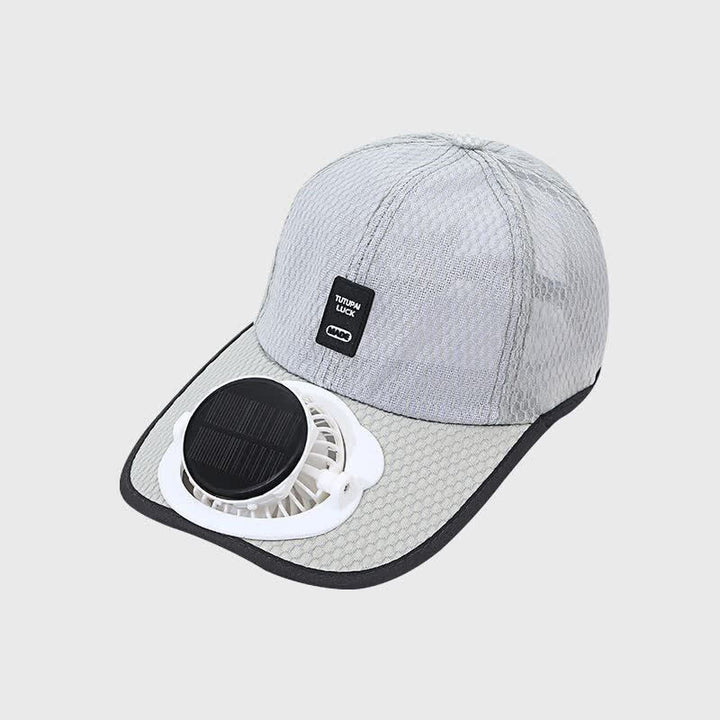 Cappellino da baseball traspirante con ventola USB a energia solare. - Grigio chiaro - Regolabile (22"-23 5/8") - image 9
