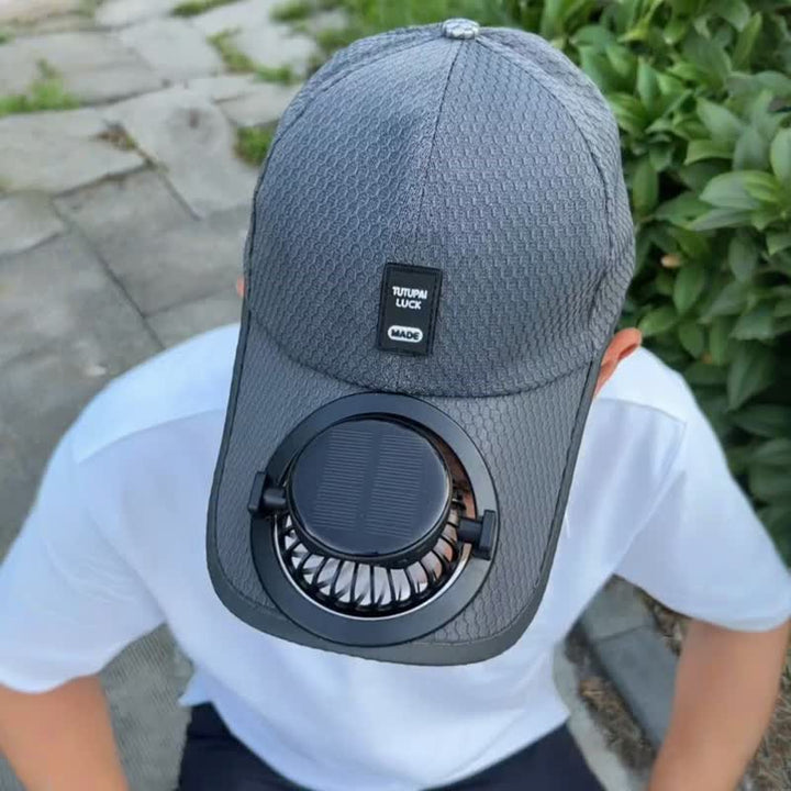 Cappellino da baseball traspirante con ventola USB a energia solare. - image 0