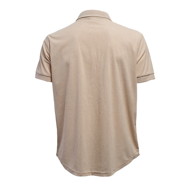 Camicia da lavoro da uomo in velluto a coste con due tasche sul petto, tinta unita. - image 14