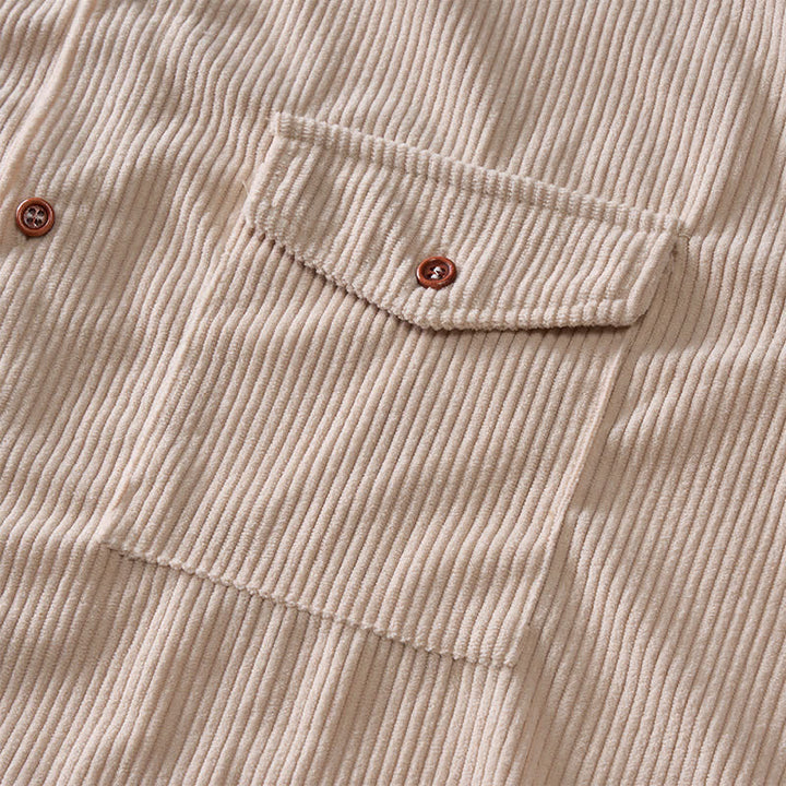 Camicia da lavoro da uomo in velluto a coste con due tasche sul petto, tinta unita. - image 9