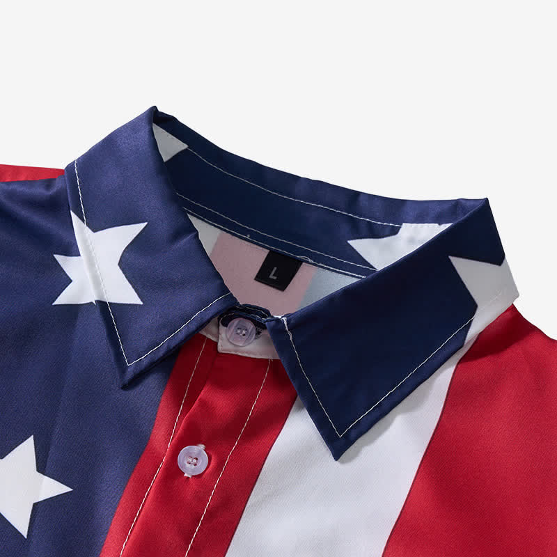 Maglietta a maniche corte con stampa a stelle e strisce della bandiera americana divisa. - image 4