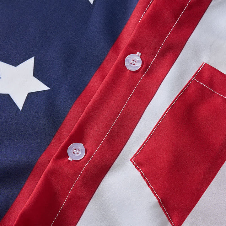 Maglietta a maniche corte con stampa a stelle e strisce della bandiera americana divisa. - image 5