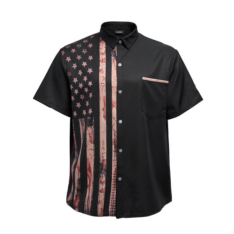 Maglietta a maniche corte retrò nera e marrone con bandiera americana effetto invecchiato - image 10