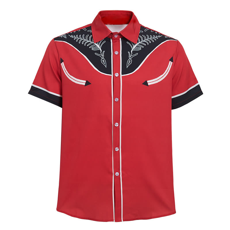 Camicia da uomo a maniche corte con stampa in stile western e bottoni - image 12
