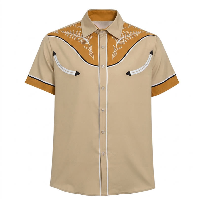 Camicia da uomo a maniche corte con stampa in stile western e bottoni - image 14