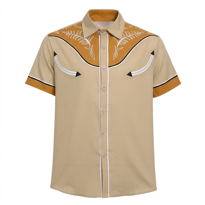Camicia da uomo a maniche corte con stampa in stile western e bottoni - image 14