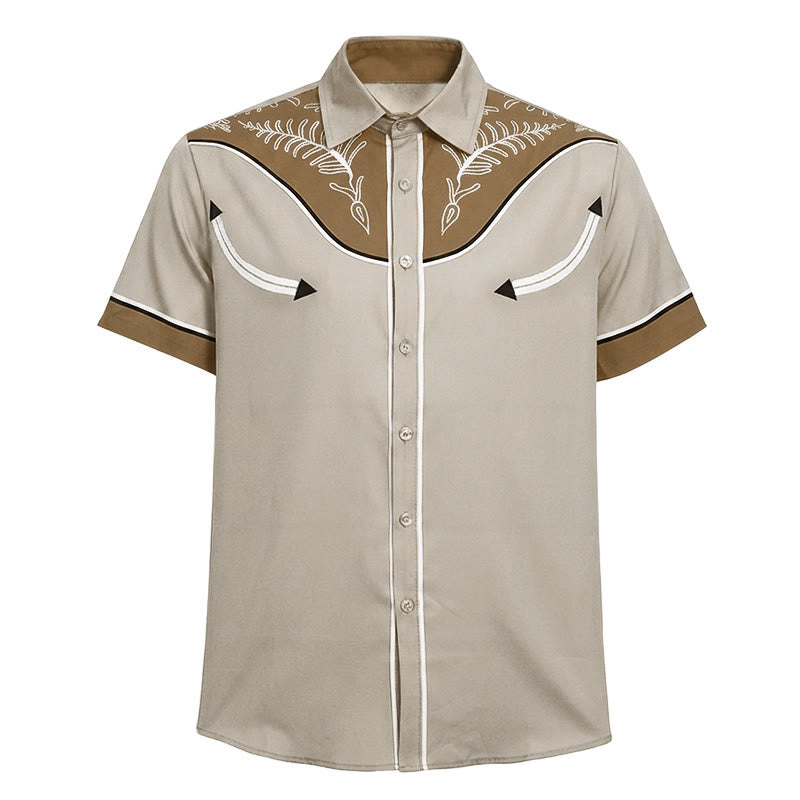 Camicia da uomo a maniche corte con stampa in stile western e bottoni - image 15