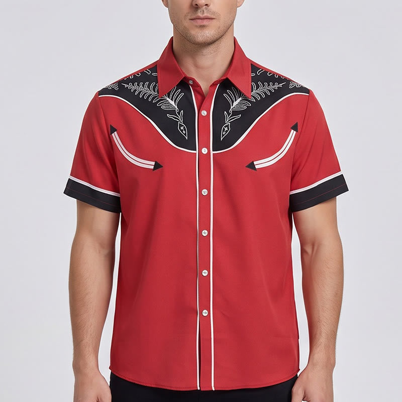 Camicia da uomo a maniche corte con stampa in stile western e bottoni - image 1