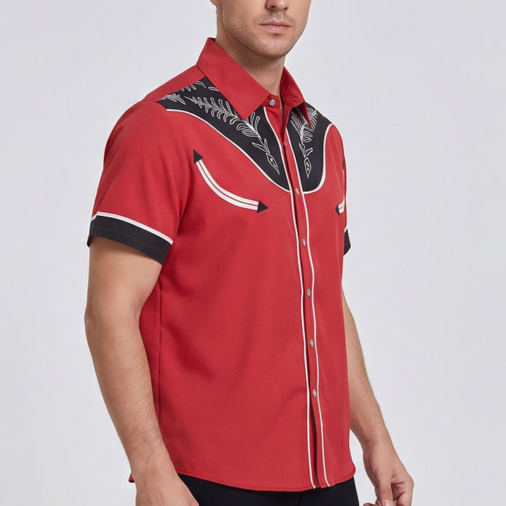 Camicia da uomo a maniche corte con stampa in stile western e bottoni - image 2