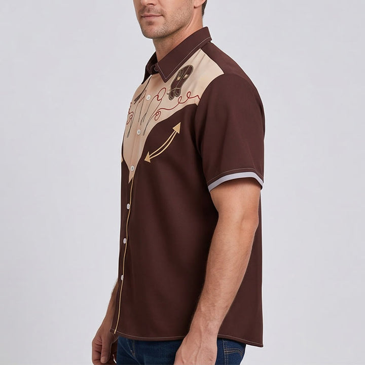 Camicia da uomo a maniche corte con stampa di stivali da cowboy in stile retrò western. - image 2