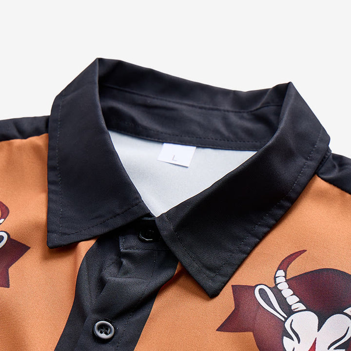Camicia da uomo a maniche corte con stampa di testa di capra in stile western - image 4