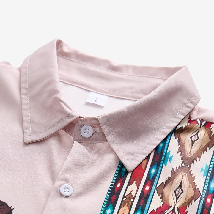 Camicia da uomo a maniche corte, casual e ampia, con stampa di cavalli in stile western. - image 4