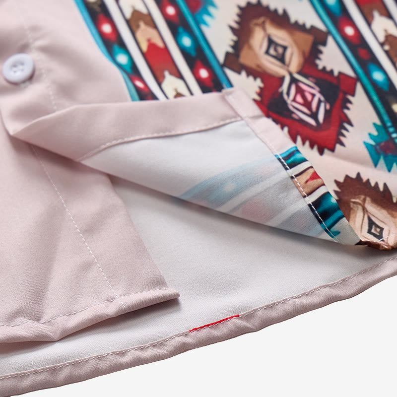 Camicia da uomo a maniche corte, casual e ampia, con stampa di cavalli in stile western. - image 7