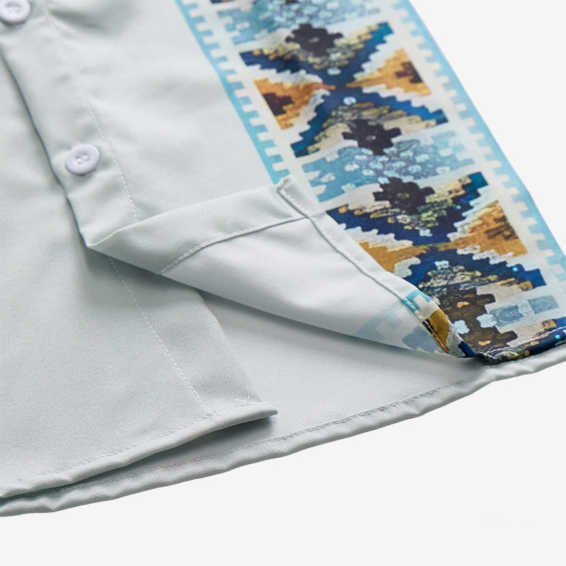 Camicia casual da uomo a maniche corte con stampa cowboy verde lazo - image 7