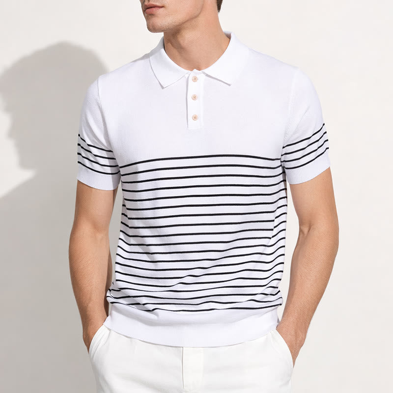 Polo da uomo a maniche corte a righe, vestibilità regolare. - image 1