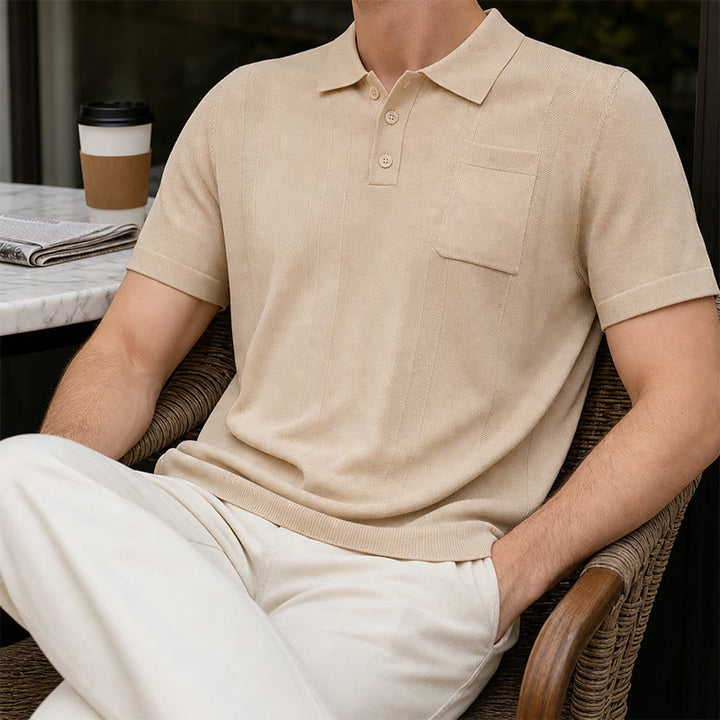 Polo da uomo a righe verticali, casual, per tutti i giorni. - Cachi - 3XL - image 0