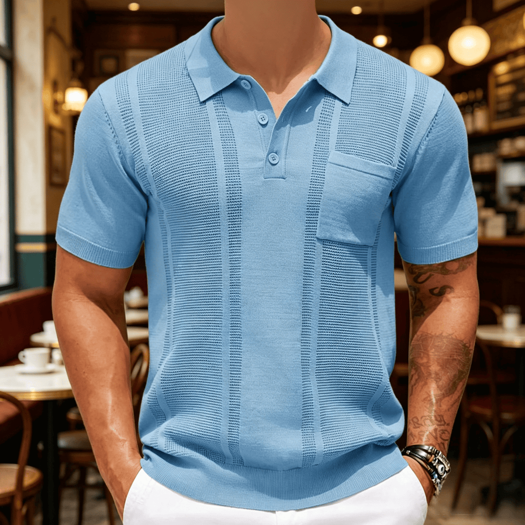 Polo da uomo a righe verticali, casual, per tutti i giorni. - Blu - 3XL - image 4