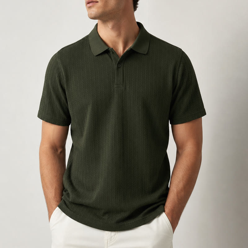 Polo da uomo in maglia traspirante e testurizzata, vestibilità comoda e casual. - image 1
