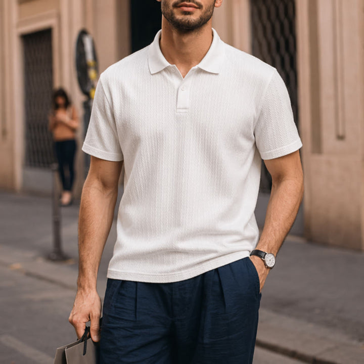 Polo da uomo in maglia traspirante e testurizzata, vestibilità comoda e casual. - Bianco - 3XL - image 5