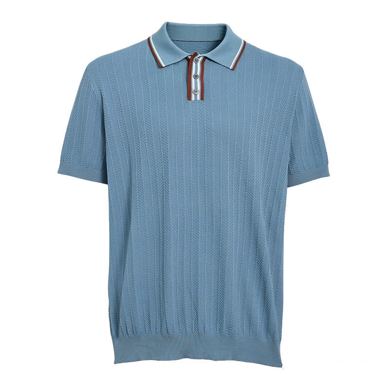 Polo da uomo a maniche corte con colletto a contrasto - image 9