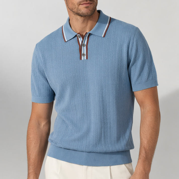 Polo da uomo a maniche corte con colletto a contrasto - image 1