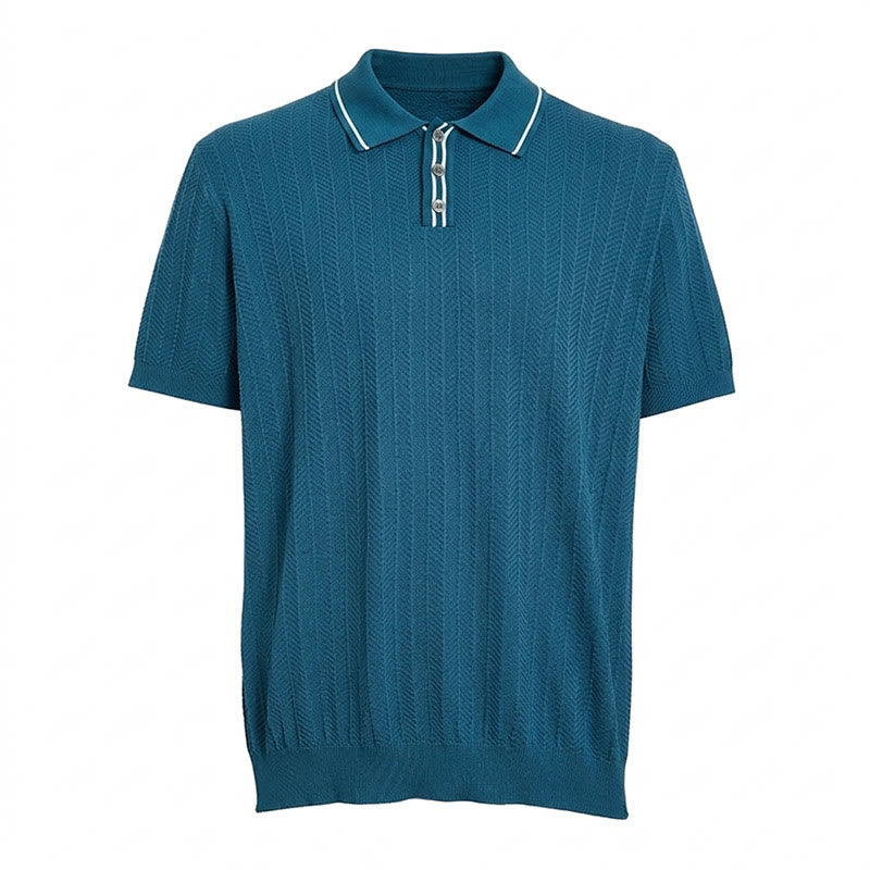 Polo da uomo a maniche corte con colletto a contrasto - image 11