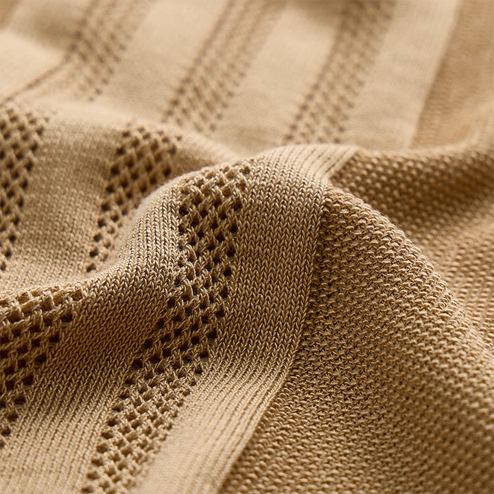 Polo da uomo a maniche corte con mezza zip e motivo geometrico in maglia - image 8