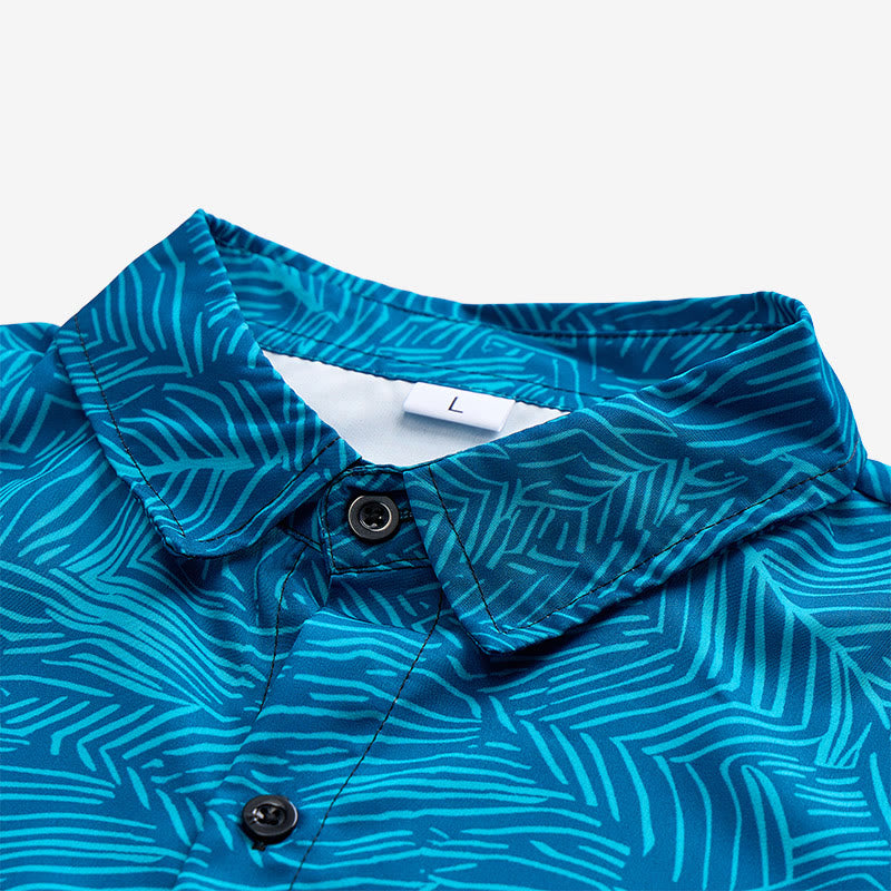 Camicia da uomo a maniche corte con stampa astratta color verde acqua per le vacanze estive. - image 4