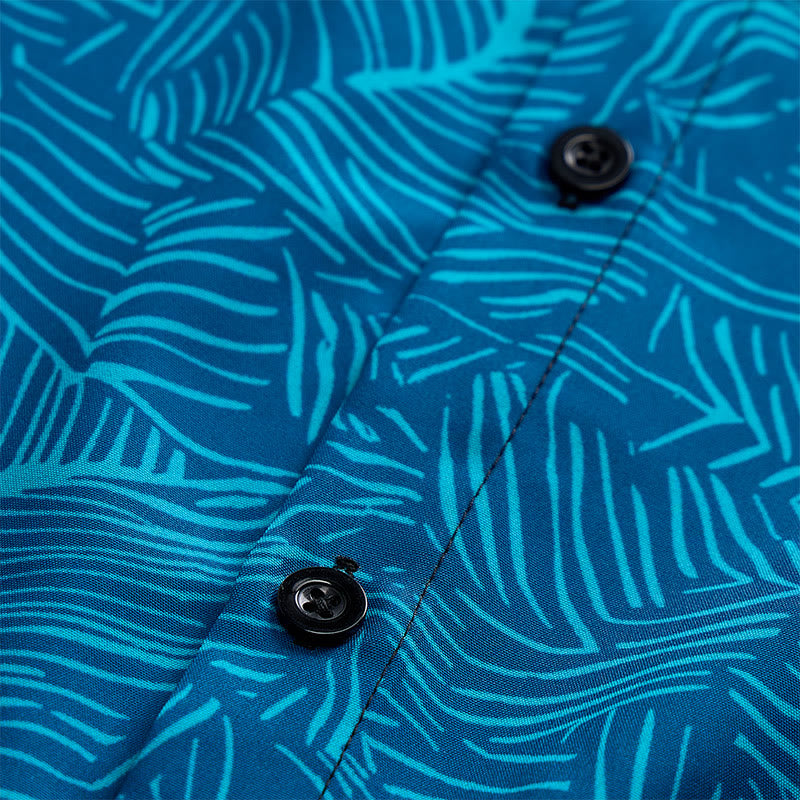 Camicia da uomo a maniche corte con stampa astratta color verde acqua per le vacanze estive. - image 5