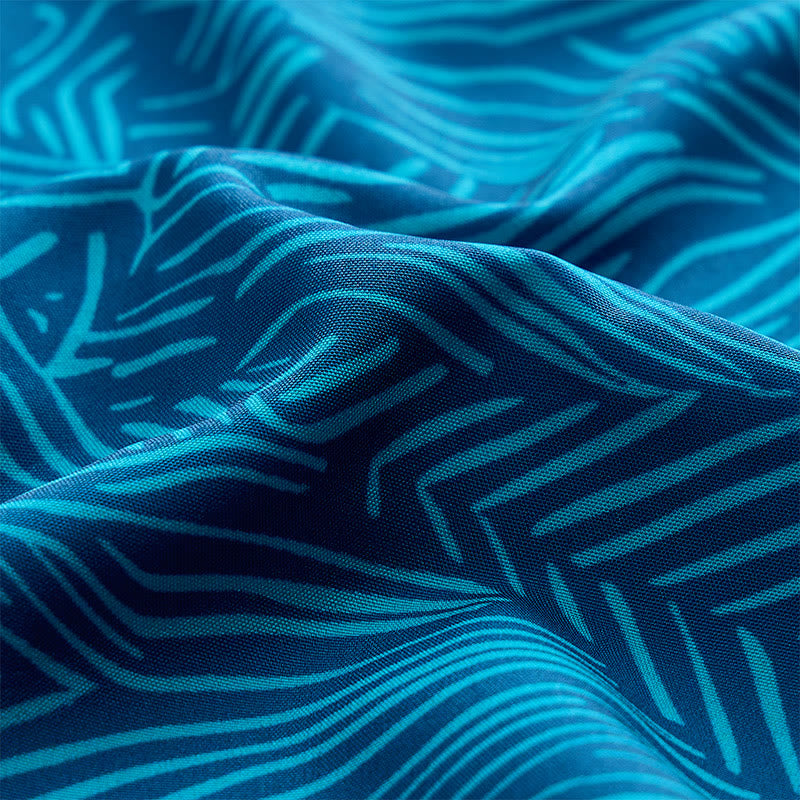 Camicia da uomo a maniche corte con stampa astratta color verde acqua per le vacanze estive. - image 6