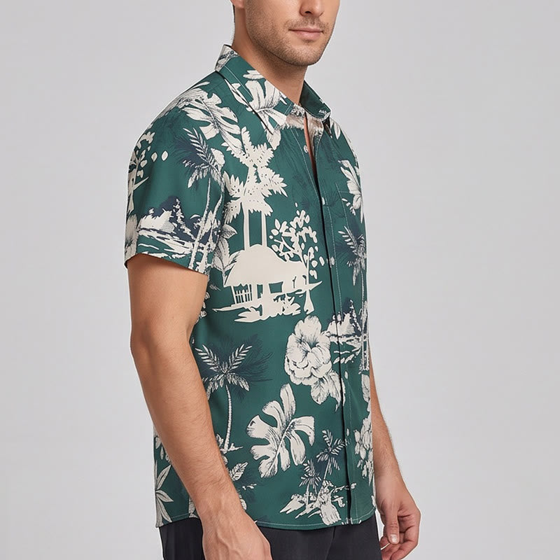 Camicia da uomo a maniche corte con stampa floreale hawaiana per le vacanze. - image 2