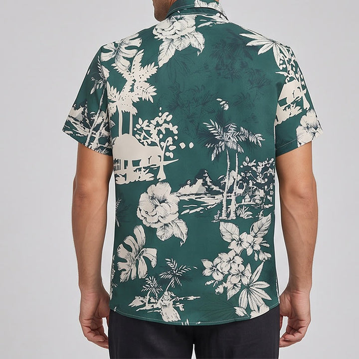 Camicia da uomo a maniche corte con stampa floreale hawaiana per le vacanze. - image 3